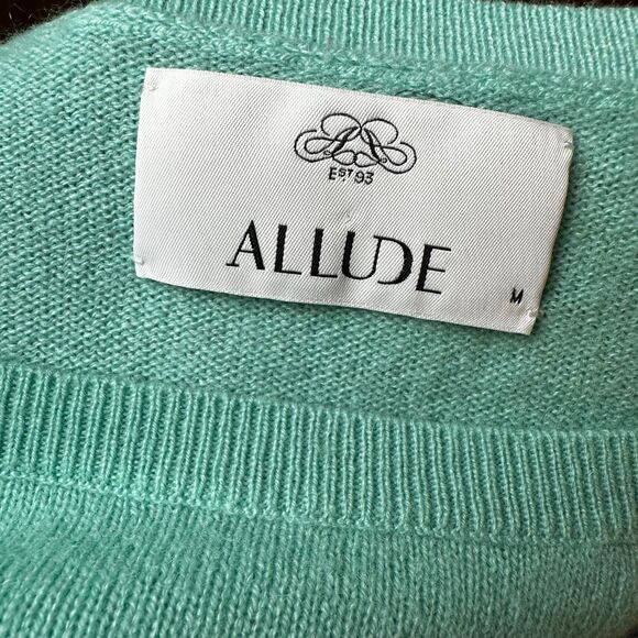 ALLUDE Seafoam Mint Green Cashmere Knit Relaxed Sweater Sz Medium Designer Luxe - Picture 5 of 7